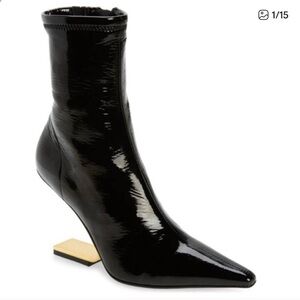 NWT Jeffrey Campbell Combass Bootie Black Patent Gold 11